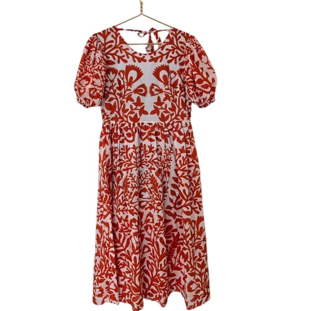 Floral Dress Maxi Jessie Zhao Coral Milkmaid Cottagecore Puff Sleeves
